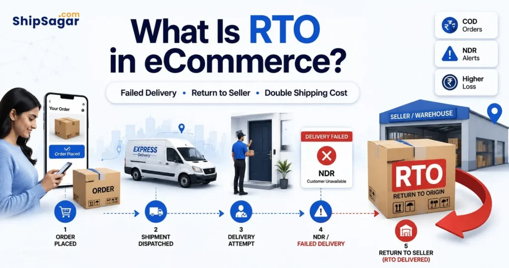 RTO in eCommerce showing a failed delivery and parcel returned to the seller